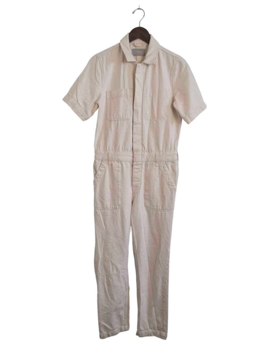 EVERLANE THE SUPER SOFT SUMMER JEAN COVERALL JUMPSUIT COLOR BONE SIZE 2